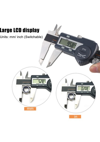 Dijital Paslanmaz Çelik Kumpas Mm/inç Yüksek Hassasiyetli LCD Ekran Sürmeli Kumpas IP54 Su Geçirmez 0-150MM(Yurt Dışından) fırsatları