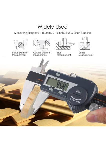 Dijital Paslanmaz Çelik Kumpas Mm/inç Yüksek Hassasiyetli LCD Ekran Sürmeli Kumpas IP54 Su Geçirmez 0-150MM(Yurt Dışından) indirimleri