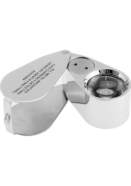 Metal Konstrüksiyonlu ve Optik Camlı 40X Işıklı Kuyumcu LED Uv Lens Büyüteç (40X x 25 Mm, Gümüş)(Yurt Dışından)