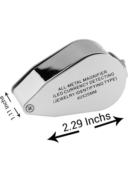 Metal Konstrüksiyonlu ve Optik Camlı 40X Işıklı Kuyumcu LED Uv Lens Büyüteç (40X x 25 Mm, Gümüş)(Yurt Dışından) modelleri