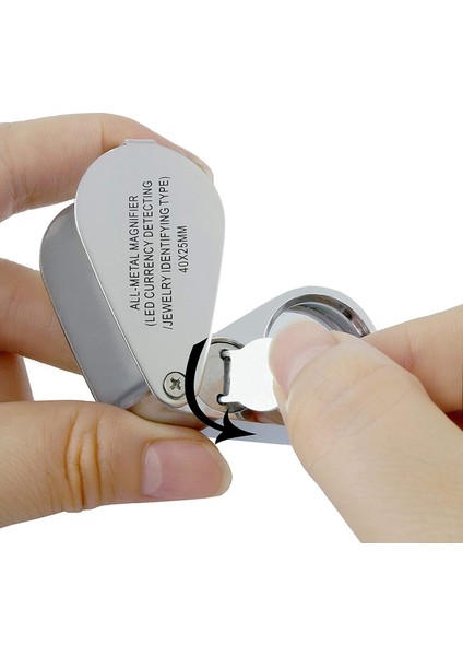 Metal Konstrüksiyonlu ve Optik Camlı 40X Işıklı Kuyumcu LED Uv Lens Büyüteç (40X x 25 Mm, Gümüş)(Yurt Dışından) fırsatları