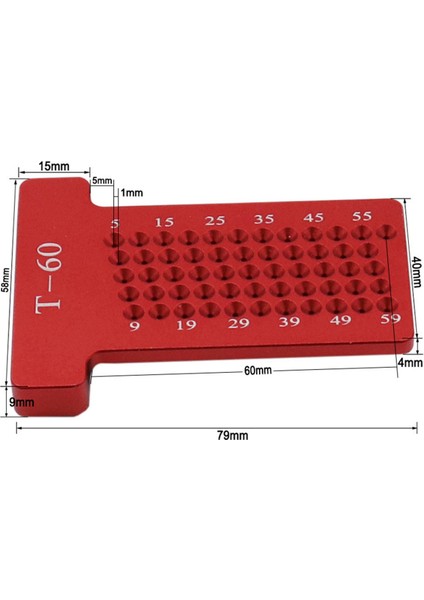 5-60mm Alüminyum Alaşımlı T-Şekilli Konumlandırma Cetveli - Kırmızı (Yurt Dışından) fırsatları