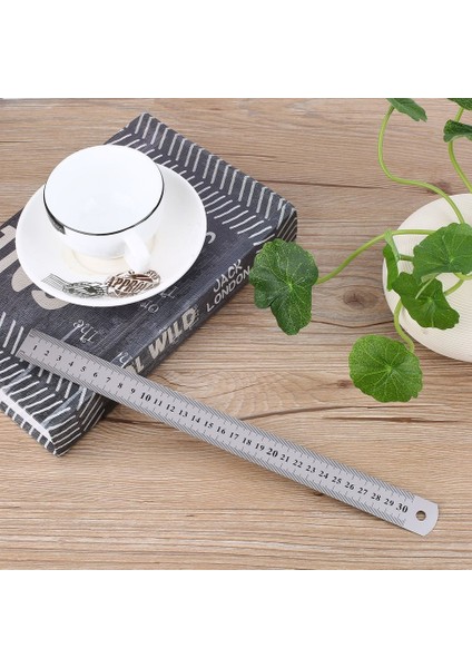Paslanmaz Çelik Metal Cetvel 30CM Düz Cetvel Çift Taraflı Okul Kırtasiye-Gümüş(Yurt Dışından) fiyatları