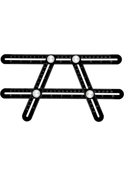 Çok Açılı Cetvel Şablonu Katlanır Açı Ölçme Aleti Alet Tuğla Karo -Siyah