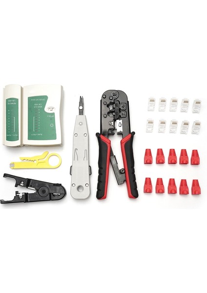 Ağ Kelepçesi Alet Kablosu Delikli Çift Amaçlı Pense Kırmızı-Siyah