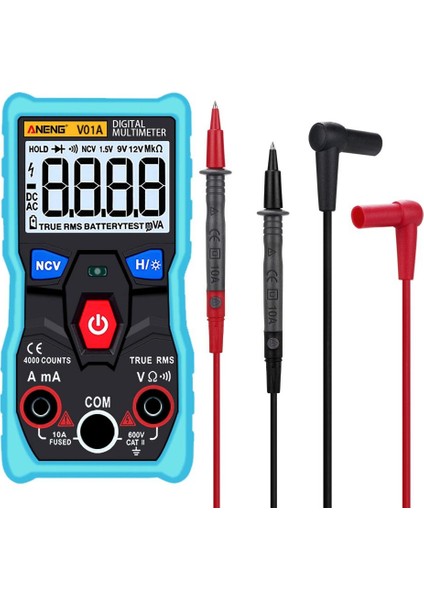 Aneng V01A Dijital True Rms Multimetre Test Cihazı Ncv Veri Tutma ile Automotriz Multimetre Otomatik Ayarlama LCD Arka Işık + El Feneri - Mavi fiyatları