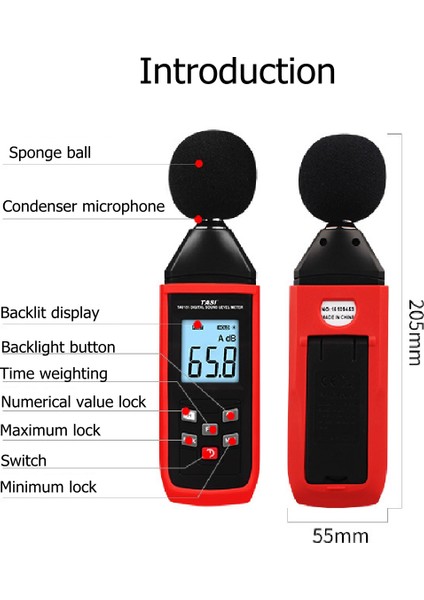 Taşınabilir Mini LCD Dijital Ses Seviyesi Ölçer Gürültü Ölçüm Cihazı Desibel Izleme Test Cihazı 30-130DB