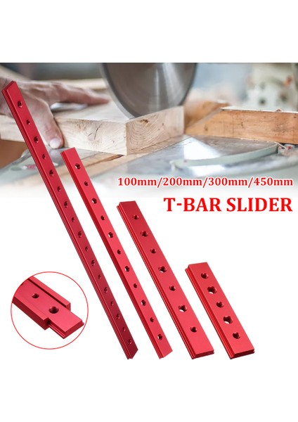 Kırmızı 100-600MM Alüminyum Alaşımlı Gönye T-Track T-Bar Somun Kaydırıcı Dıy Ağaç Işleme Aracı - 200MM T-Bar Kaydırıcı M8(Yurt Dışından)