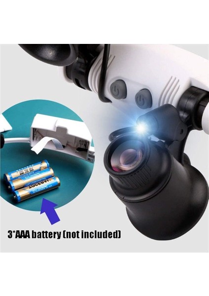 10X 15X 20X 25X LED Büyüteç Çift Gözlük Büyüteç Lens Kuyumcu Izle Onarım Ölçümü 8 Lens LED Lamba ile - modelleri