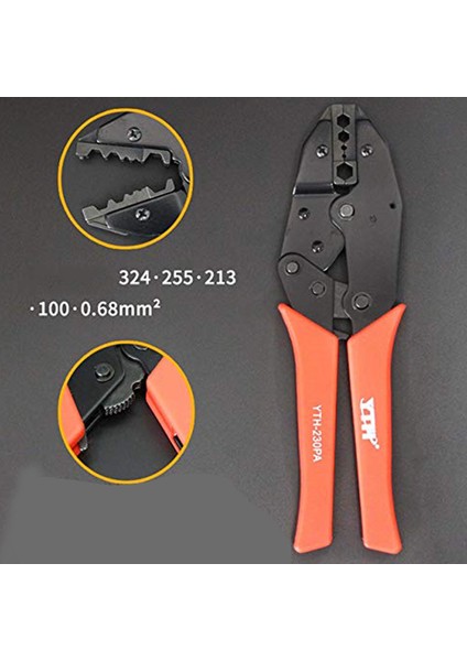 Alet Parçaları Tel Sıkma Pensesi Yalıtımlı Terminaller Için Cırcırlı Aletler Alın Konnektörleri Sıkma Şekillendirici Pense YTH230PA modelleri