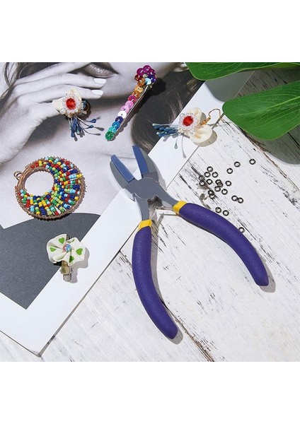 Mücevher Pense Seti El Sanatları ve Mücevher Alet Seti Mor Saplı Aşınma Gill Plastik Kafalı Plastik Kafa Pensesi fırsatları