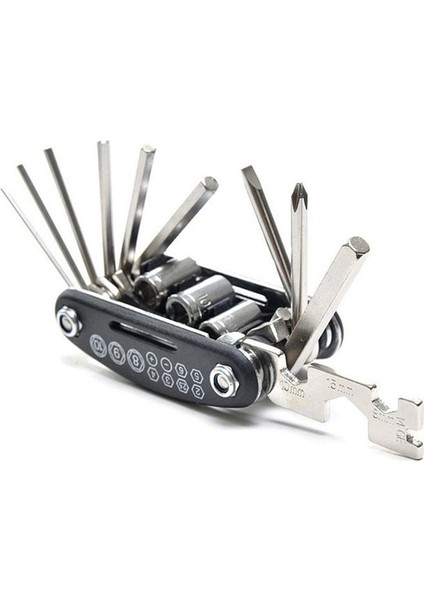 Taşınabilir Bisiklet Bisiklet Çoklu Alet Kiti Altıgen Anahtar ve Tornavida 15'li 1 Siyah