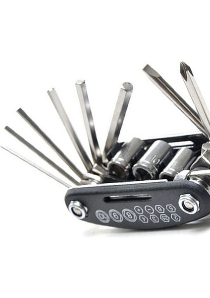 Taşınabilir Bisiklet Bisiklet Çoklu Alet Kiti Altıgen Anahtar ve Tornavida 15'li 1 Siyah fiyatları