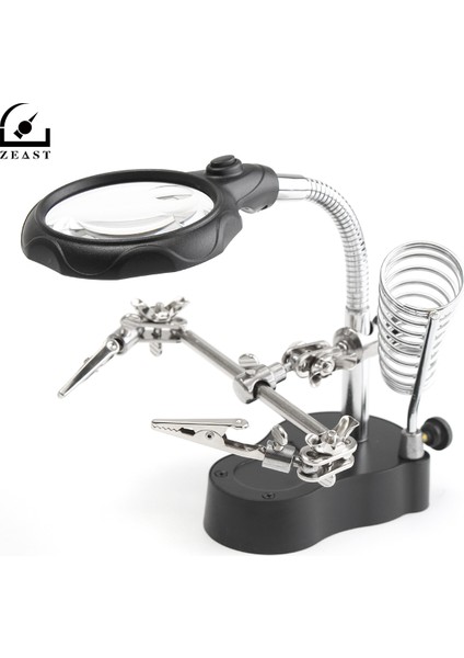 Elektrikli El Aletleri 3.5X12X LED Yardım El Standı Klip Büyüteç Döngü Aracı Kelepçe Büyüteç Onarım Büyüteç