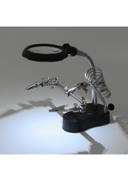 Elektrikli El Aletleri 3.5X12X LED Yardım El Standı Klip Büyüteç Döngü Aracı Kelepçe Büyüteç Onarım Büyüteç fiyatları