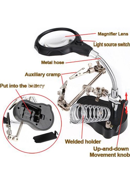 Elektrikli El Aletleri 3.5X12X LED Yardım El Standı Klip Büyüteç Döngü Aracı Kelepçe Büyüteç Onarım Büyüteç fırsatları