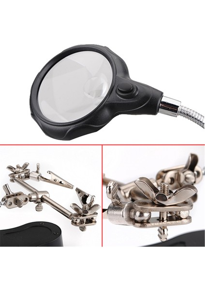 Elektrikli El Aletleri 3.5X12X LED Yardım El Standı Klip Büyüteç Döngü Aracı Kelepçe Büyüteç Onarım Büyüteç indirimleri