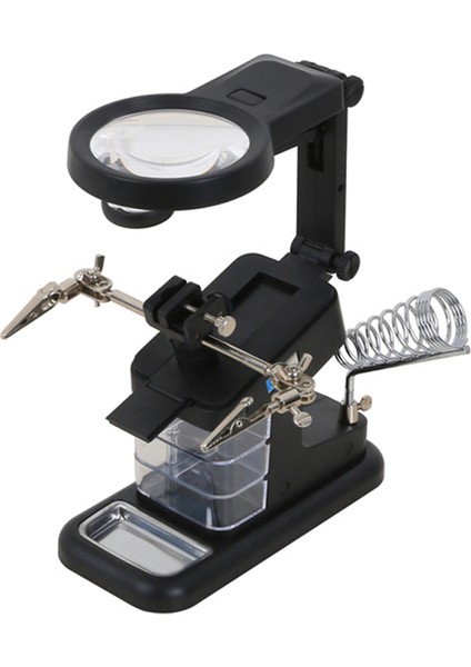 Çok Fonksiyonlu Masa Modeli Cam Yardımcı Klip Masaüstü LED Işıklı Metal Akrilik USB Bağlantı Noktası Lehimleme Standı Onarım Aracı Büyüteç