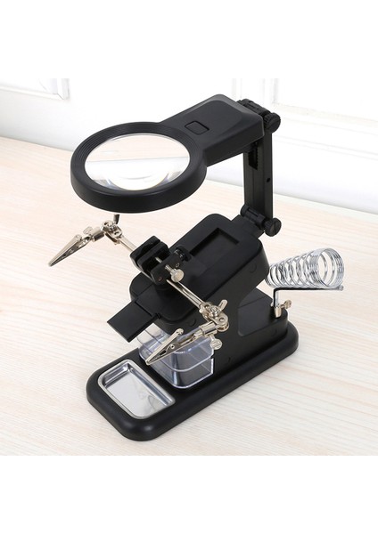 Çok Fonksiyonlu Masa Modeli Cam Yardımcı Klip Masaüstü LED Işıklı Metal Akrilik USB Bağlantı Noktası Lehimleme Standı Onarım Aracı Büyüteç modelleri