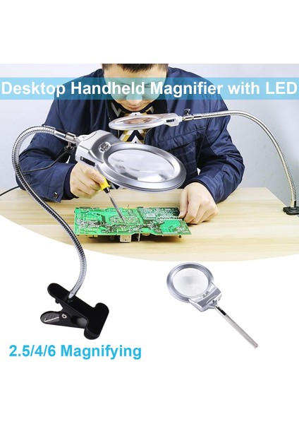 LED El Tipi Okuma Masaüstü Hortum Kelepçesi Büyüteci -(Yurt Dışından) modelleri