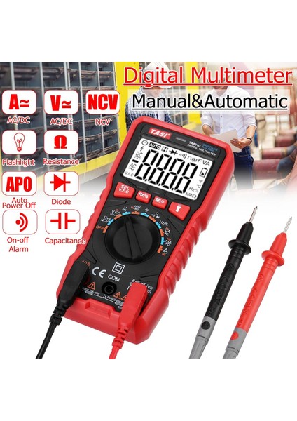 Otomatik LCD Dijital Multimetre Ampermetre Ac/dc Voltaj Elektrik Aleti Test Cihazı Ncv Fenerli TA801B -