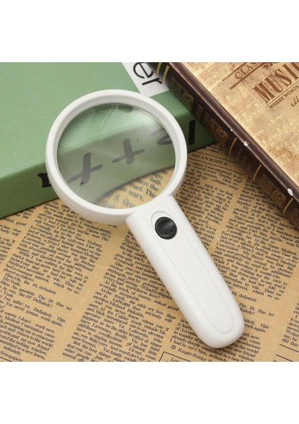 Abs Mühendislik Plastikleri 75MM 2 LED Işık Aydınlatmalı 2.5/3x Elde Taşınabilir Dantel Okuma Büyüteç Büyüteç Beyaz - Beyaz indirimleri