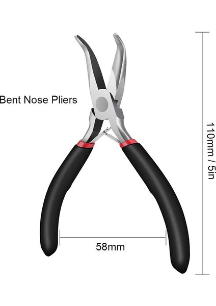 2'li Paket Bükülmüş Zincirli Burun Pensesi ve Işçiliği ve Onarım Için Yuvarlak Burunlu Pense, Mücevher Yapımı Malzemeleri, Mücevher Pensesi modelleri