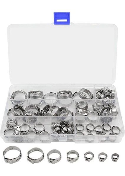 80 Adet Tek Kulak Sıkma Hortum Kelepçesi Tek Kulak Hortum Kelepçeleri Çift Kulaklar Kelepçe Yakıt Kelepçeleri Hidrolik Hortum Yakıtı Çeşitleri 5.8-21MM, Tek Kulak Hortum Kelepçeleri