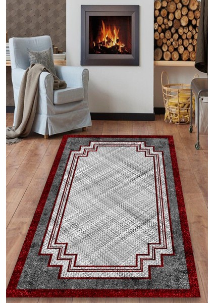 Beyaz Jüt Desenli Halı (Makinada Yıkanabilir Kaymaz Dot Taban) - WL1274