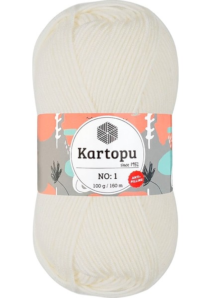 No.1 Ekru K019 Tüylenmez Antipill El Örgü Ipliği 100GR