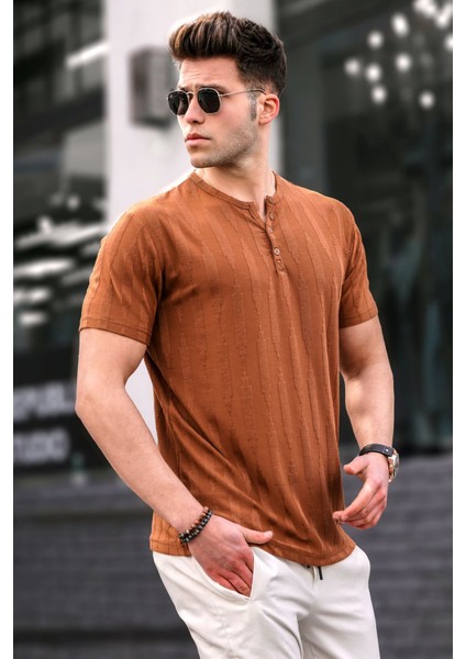 Erkek Camel Düğmeli Tişört 5831