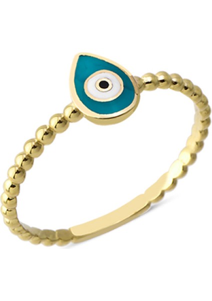 14 Ayar Altın Mineli Damla Göz Yüzük