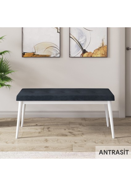Concept Are Serisi 80 x 132 cm Açılabilir Benchli Mdf Beyaz Mutfak Masa Takımı 4 Sandalye 1 Bench