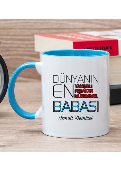 Kişiye Özel Dünyanın En İyi Babası Mavi Kupa Bardak