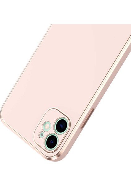 Apple iPhone 12 Kılıf Bark Parlak Silikon Renkli Kenarları Rose Lila