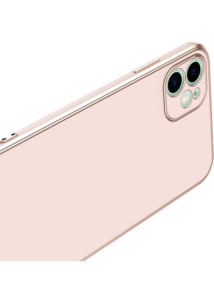 Apple iPhone 12 Kılıf Bark Parlak Silikon Renkli Kenarları Rose Lila