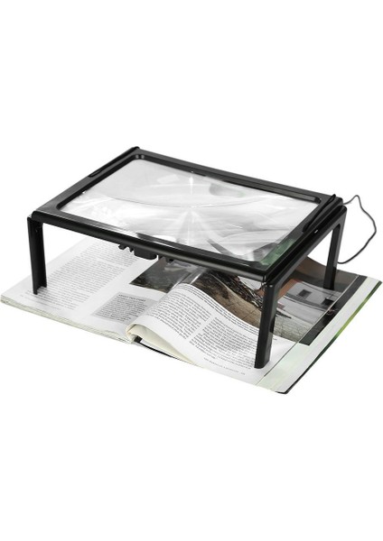Katlanabilir Ultra Ince A4 Tam Sayfa Büyüteç 3x Büyüteçli Okuma Için 4 LED Işık(Yurt Dışından)