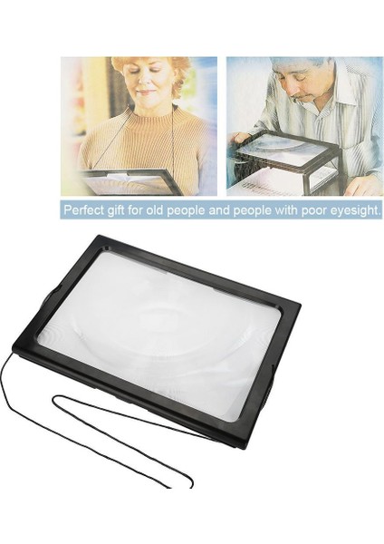 Katlanabilir Ultra Ince A4 Tam Sayfa Büyüteç 3x Büyüteçli Okuma Için 4 LED Işık(Yurt Dışından) fırsatları