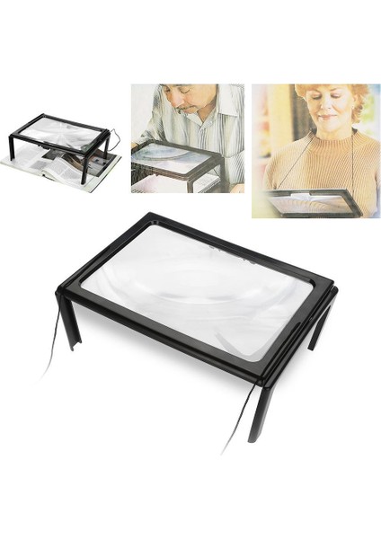 Katlanabilir Ultra Ince A4 Tam Sayfa Büyüteç 3x Büyüteçli Okuma Için 4 LED Işık(Yurt Dışından) indirimleri
