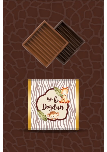 Safari Hayvanları Pastel Çikolata Sargısı 20'li