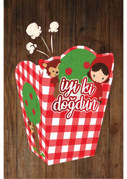 Kırmızı Başlıklı Kız Konseptli Popcorn (Mısır) Kutusu *8'li