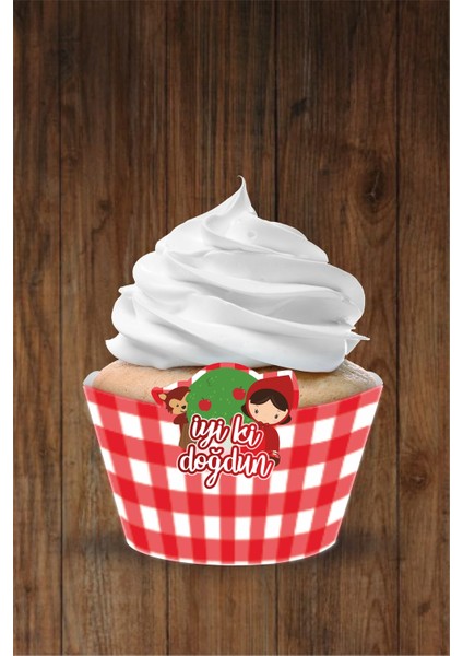 Kırmızı Başlıklı Kız Cupcake Sargısı 8'li