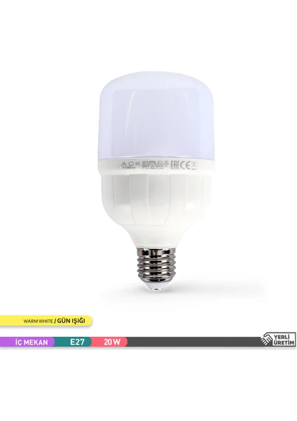 T80 Led Ampul 3000K Gün Işiği 1750Lm 220-240V 20W E27