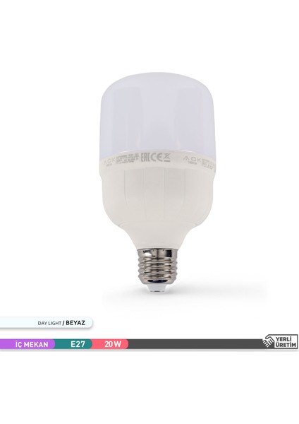 T80 Led Ampul 6500K Beyaz Işik 1800Lm 220-240V 20W E27