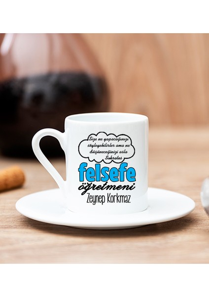 Kişiye Özel Felsefe Öğretmeni Beyaz Türk Kahvesi Fincanı