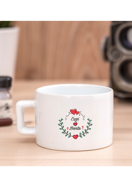 Kişiye Özel Sevgiliye Hediye Isim ve Kalpli Fincan