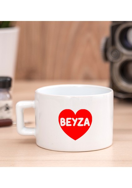 Kişiye Özel Isim Yazılı Kırmızı Kalpli Fincan