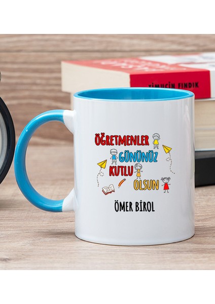 Kişiye Özel Öğretmenler Günü Mavi Kupa Bardak