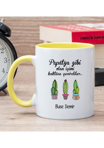 Kişiye Özel Içimi Kaktüse Çevirdiler Sarı Kupa Bardak