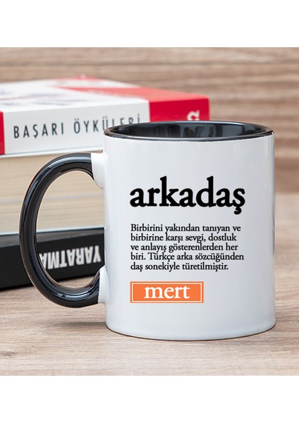 Kişiye Özel Arkadaş Kelime Anlamı Siyah Kupa Bardak